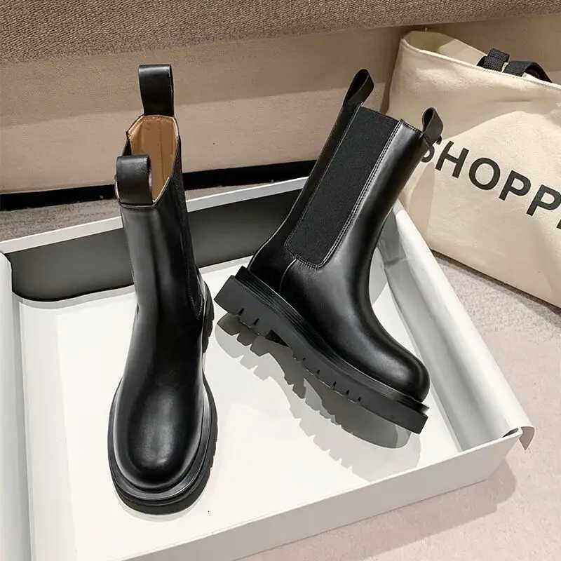 Mona Chelsea Boots 2025 Autumn New Sle Briti Chimney ort Boots Midcalf Thi Bot Boots Women Spring Autumn SXJ250917