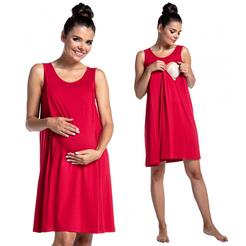 Maternity Wear Hospital Maternity Pajamas Solid Color Breastfeeding Dress Comfortable 250904
