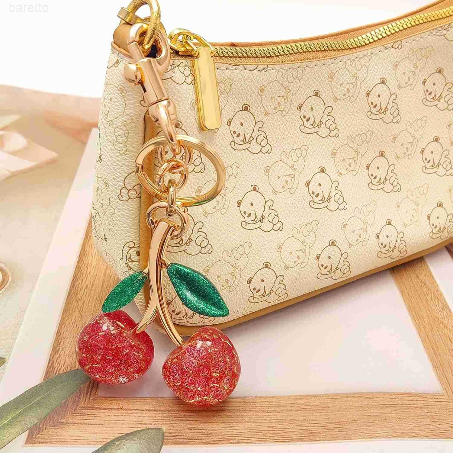Cherry Bag CharmsCute Purse KeychainKey Chains Women CuteCar keyrings leather handbagsValentines Day Gifts Z2509017