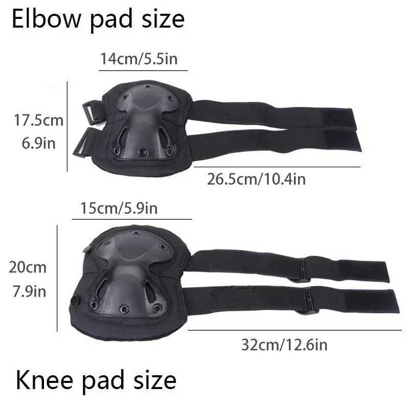 4Pcs Tactical Knee Elbow Pads Set Adjustable Shoulder Straps Outdoor Sports Safety CS Paintball Biking Skateboarding Protection J250917