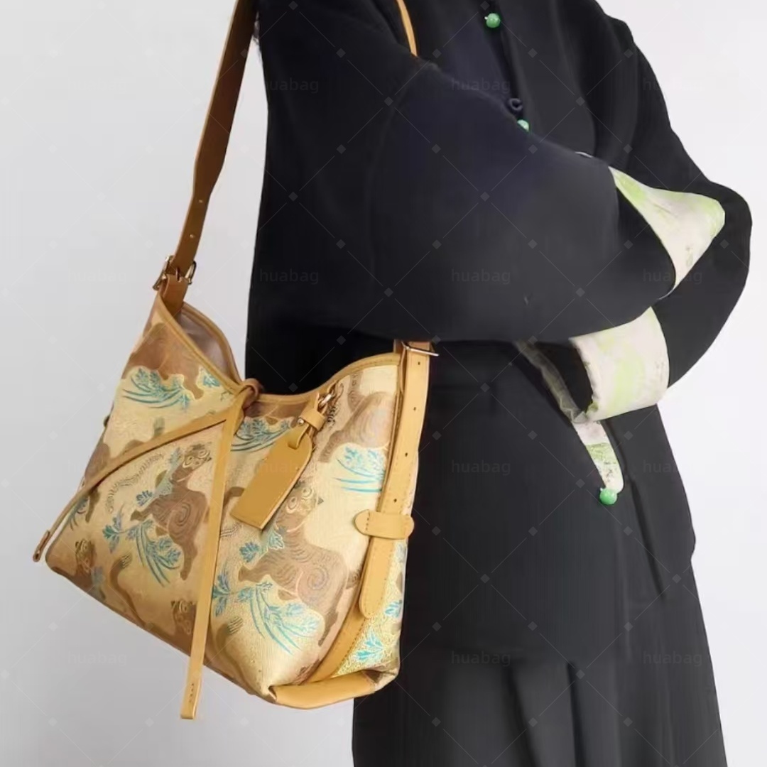 Luxury Designer Bag Top Shoulder Bag Tiger Town Five Poisons Tote Bag Intangible Cultural Heritage Song Brocade New Chinese-Style Women's Bag Fas