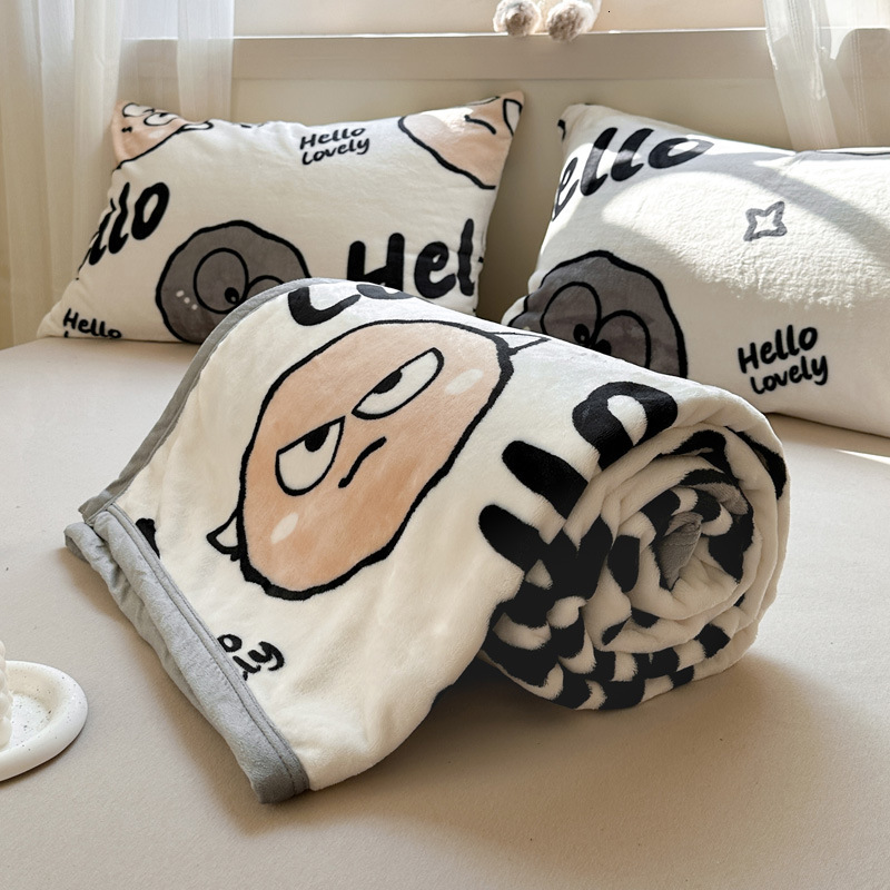 Digital Printed Flannel Nap Airplane Office Air Conditioning Cover Blanket