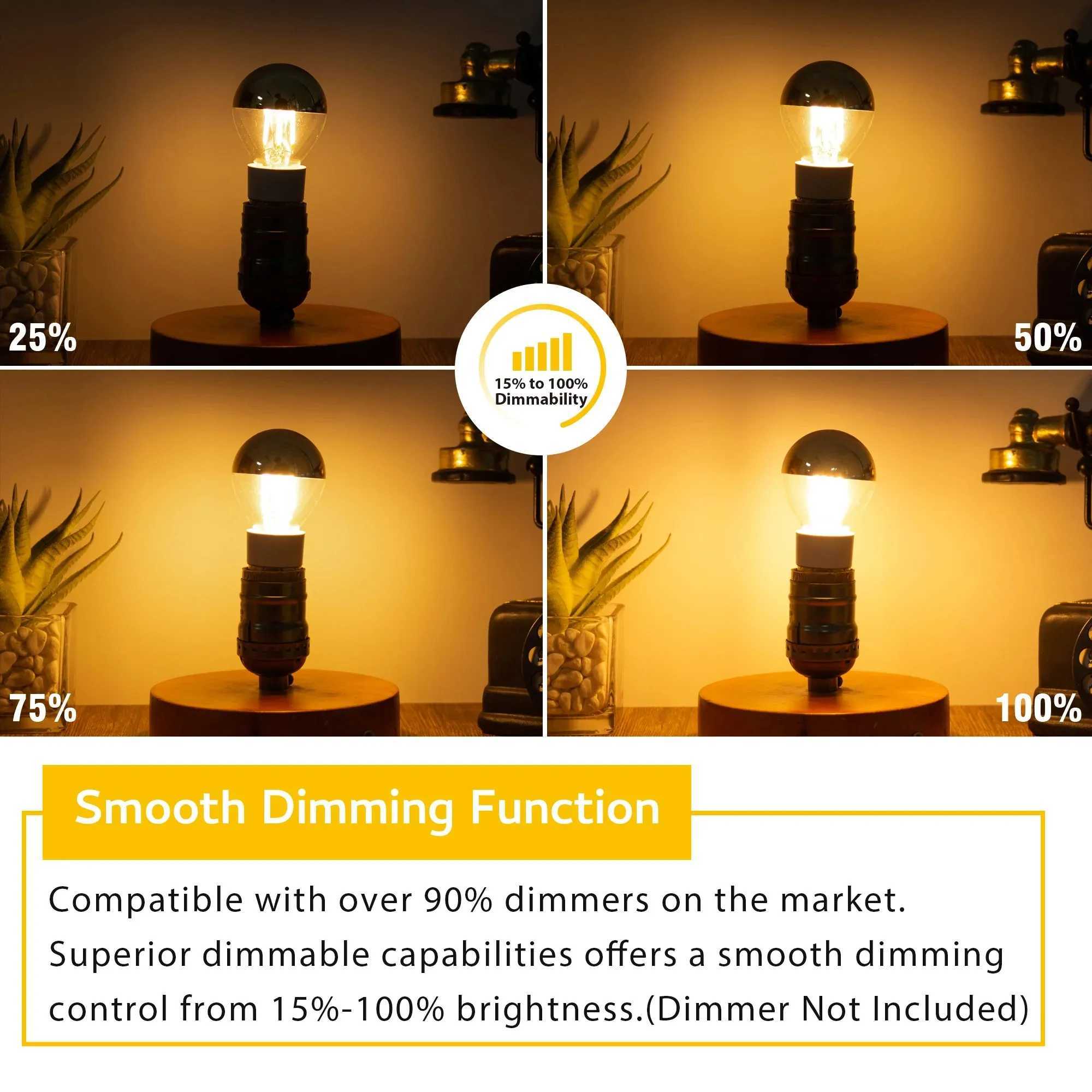 Golden LED filament light E14 4W 220V dimmer G45 bubble globe light bulb ed gold top mirror warm white light C250917