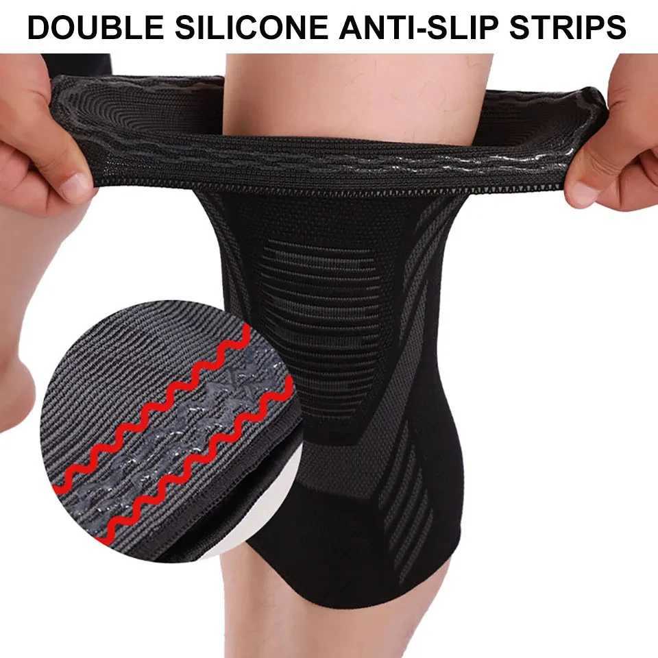 GOBYGO Sports Compression Knee Pads Breathable knit Leg Support Silicone Antislip Stabilizes Patella Cycling Running Basketball J250917