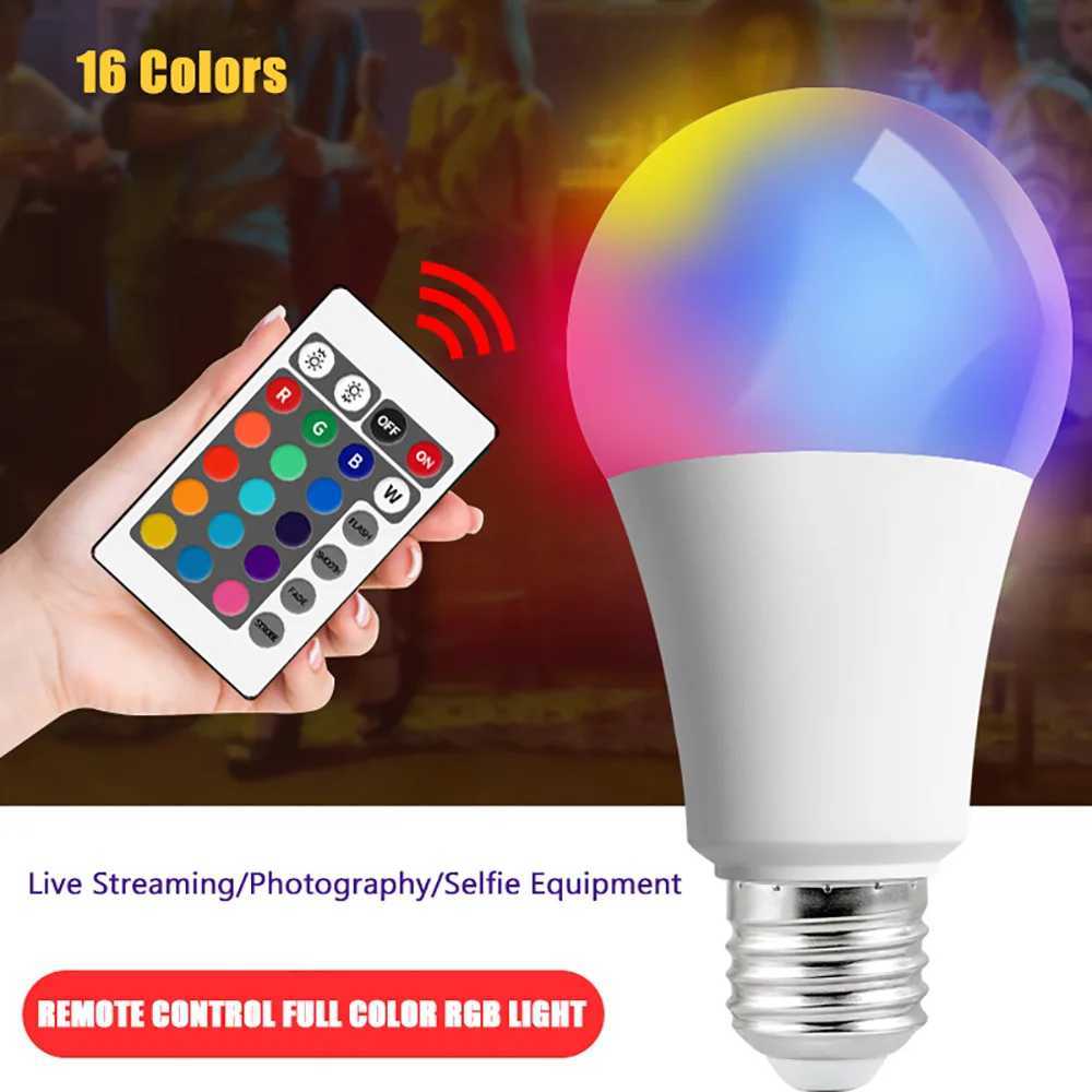 16 Colors RGB Bulb LED Multicolor Bulb E27 Base 220V Household Lighting Dimmable 24 Key Remote Control Atmosphere Neon Light C2509171