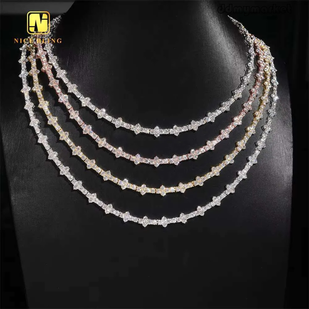 Sterling Sier 3mm Tennis Chain: Hip Hop Style Necklace or Bracelet with Simulated Dia Accents ddmymarket