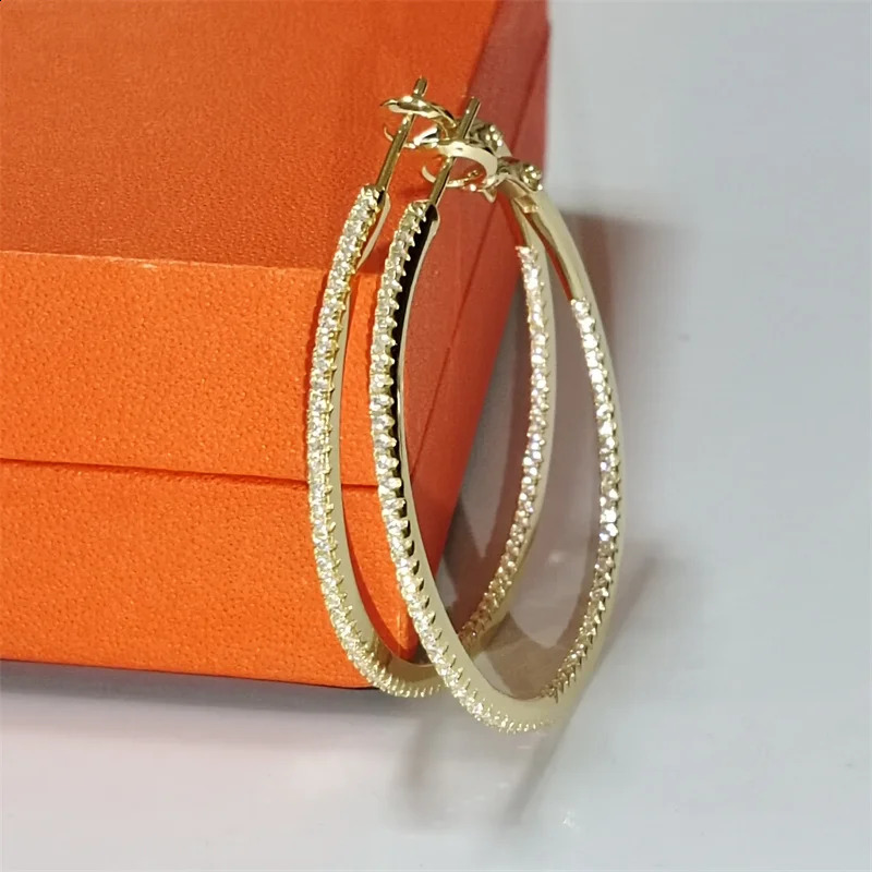 Senlissi 18 K Gold diamond Hoop Earrings For Women 925 Sterling Silver Original Fashion Earring C Rings Real gold 250916