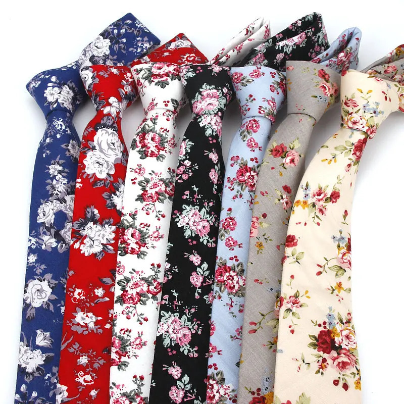 100 Cotton Mens Paisley Print Neck Ties For Men Necktie Narrow Slim Skinny Cravate Flower Neckties Corbatas 250917