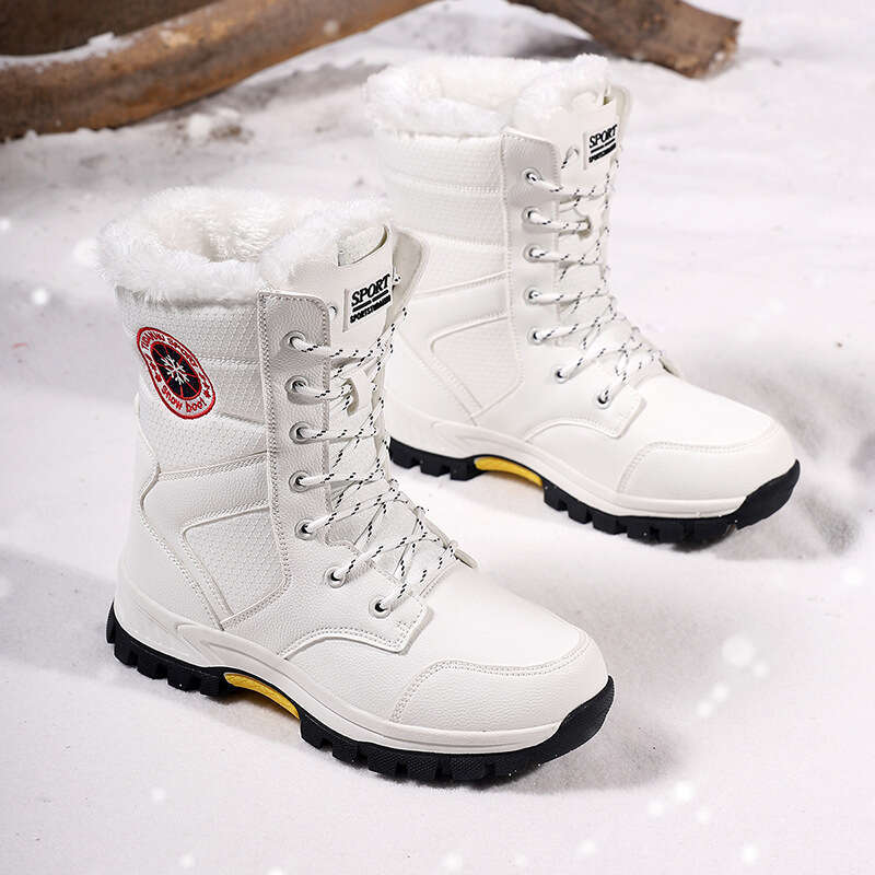 New Designer Boots Middle Boots Women's Shoes Winter Rain Boots High Top Lace-Up Thick-Soled Waterproof Fashion Outdoor Hiking Snow Boots