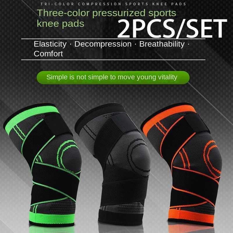 2PCS Knee Pads Sports Pressurized Elastic Kneepad Support Fitness Basketball Volleyball Brace Medical Arthritis Joints Protector J250917