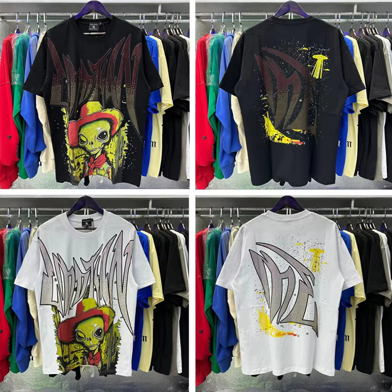 Top Real Photo Printed Short-sleeved Top Tee Men Women Streetwear Hot diamonds T Shirts