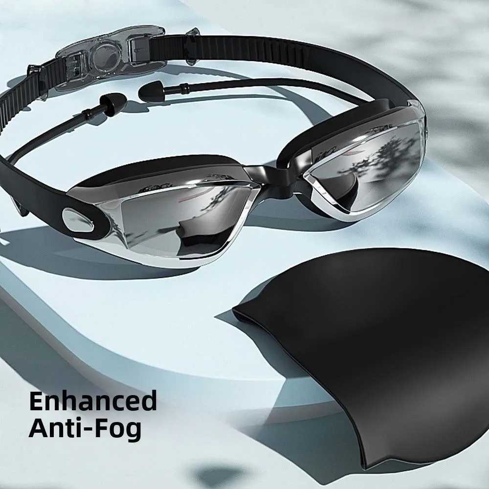 Waterproof Myopia Swim Goggles Dazzling Colors Electroplating Swim Glasses with Earplugs Silicone HD Lens J250917