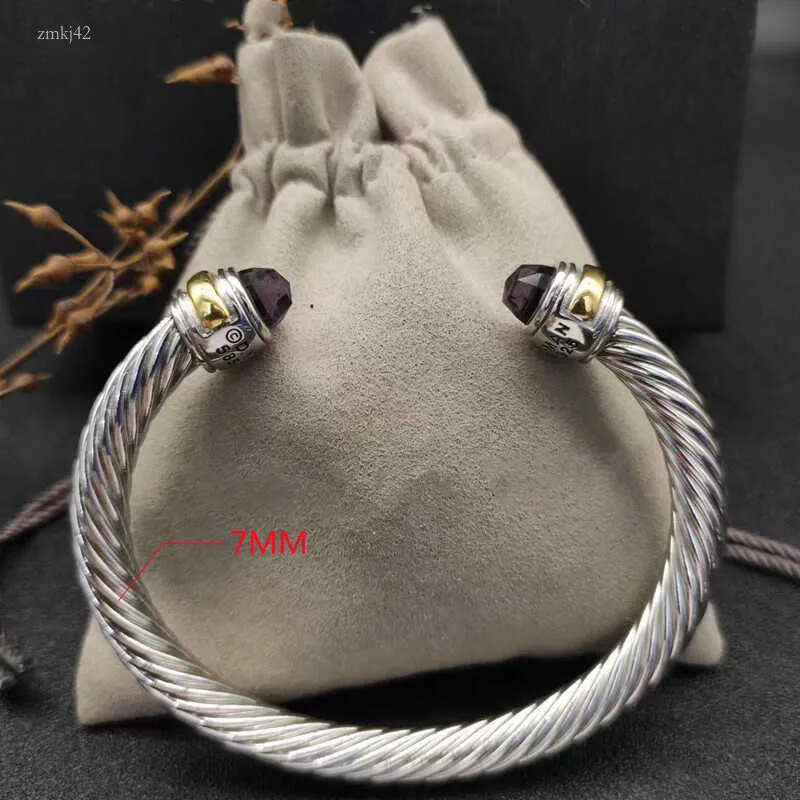 davids yurmon bracelet Men Double Twisted Cable Wire Bracelet Charm Sliver Cross Women Platinum Plated Color Ring Opening Jewelry