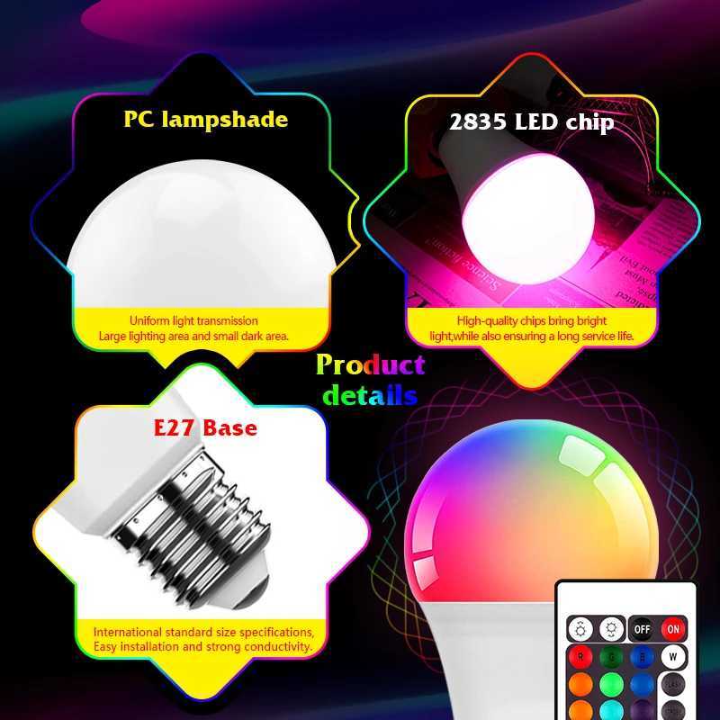 110pcs AC 220V 7W E27 LED Bulb RGB 16 Colours 24 Keys Remote Control Bedroom Ambient Light Living Room Arrangement Light C250917