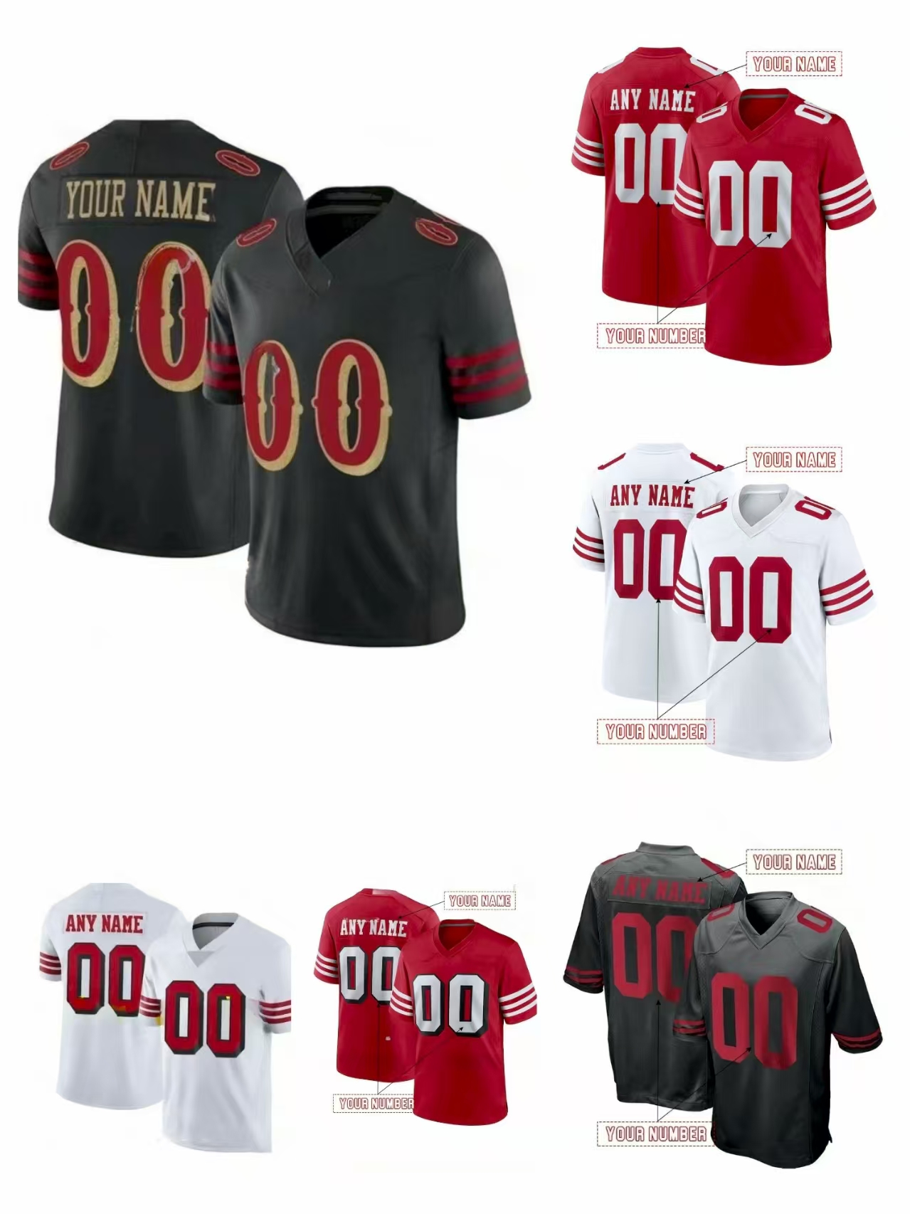 Personalized Custom Football 2025 Rivalries Jersey Christian McCaffrey Brock Purdy Deebo Samuel Trey Lance Nick Bosa George Kittle Fred Warner Jerry R