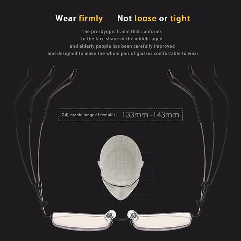 Progressive Multifocus Reading Glasses Blue Light Blocking Titanium Anti-fatigue Full frame Multifocal Readers Eyeglasses 1.0to4 ddmythur