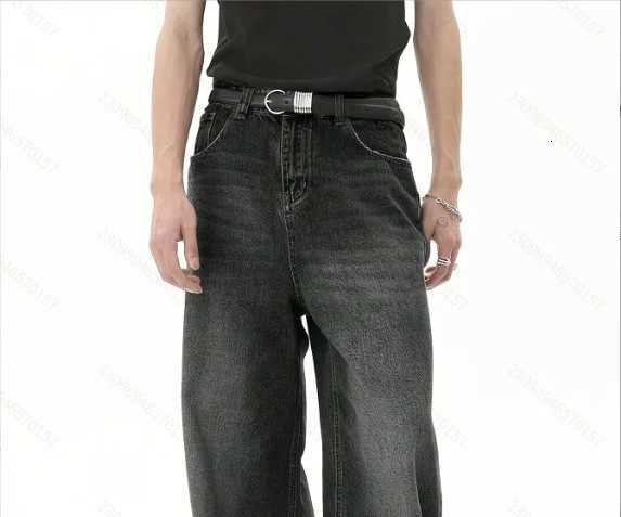 Mens loose black pocket jeans American street simple design loose fit suitable for daily wear in all seasonsZ250917