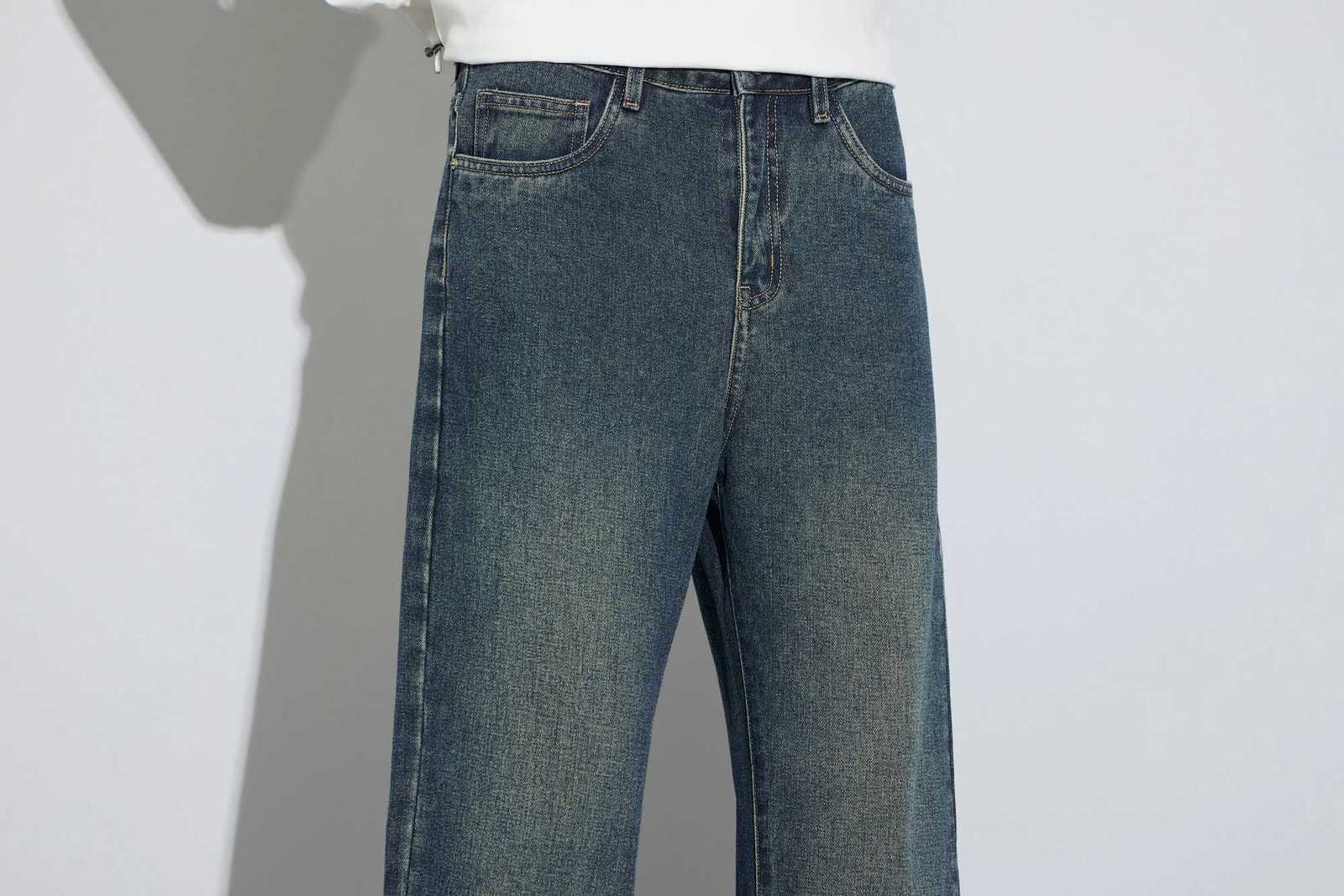 Unisex Relaxed Vintage Blue Jeans Curved KnifeCut Wide Leg Trousers High Cotton Comfortable Fabric for Casual Everyday OutfitsZ250917