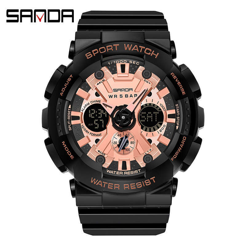 DHgargets Sanda 6033 for Men and Women Harajuku Style Trendy Dual Display Multifunctional Sports Waterproof Junior High School Student Korean Version 