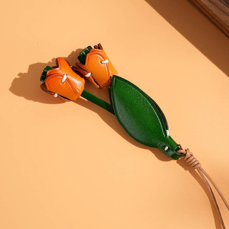 Leather flower charm for womens bag pendant high-quality handmade genuine classyflorals accessories 250715