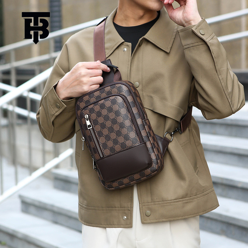 Designer Bag Men's Chest Bag European And American Large Capacity Luxury Bag Crossbody Bag Multifunctional Chessboard Pattern Casual Shoulder Bag