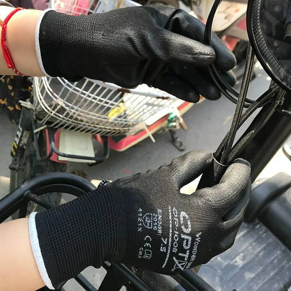 10 Pairs Household Non-slip Wear-resistant Breathable Labor Garden PU Work Protective Gloves ddmythur