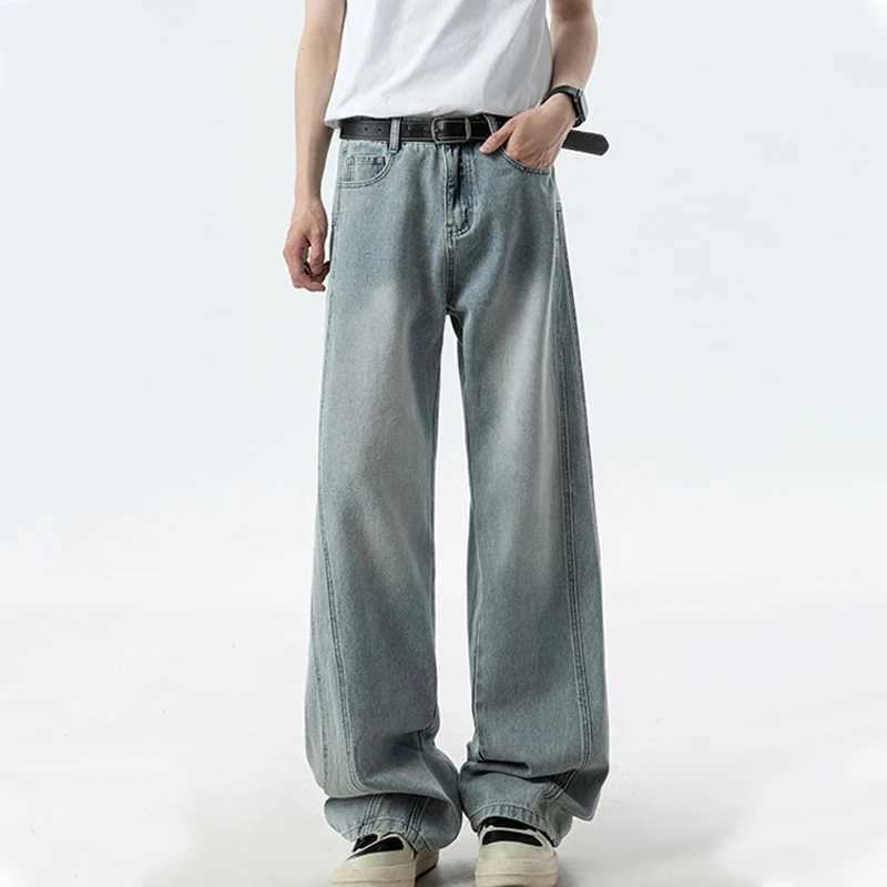 2025 Spring Vintage Washed Blue Baggy Jeans For Men Hip Hop Fashion Straight Denim Trousers Casual Soft Y2K Streetwear JeanZ250917