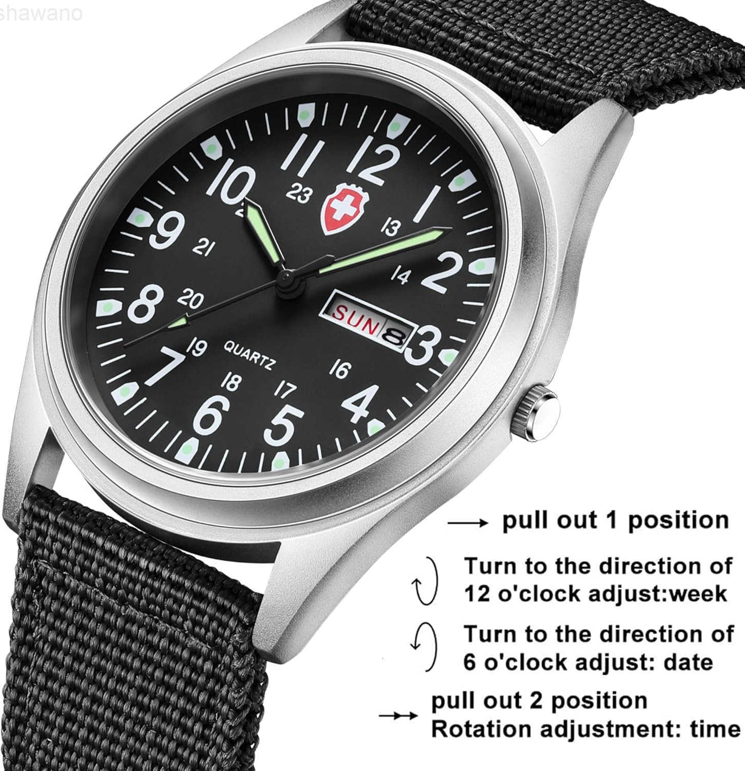 Unisex Military Watches Sport Textile Nylon Strap Stylish Men Watch Luminous Fashion Watches Analog Display Quartz Waterproof Casual WristwatchW250916