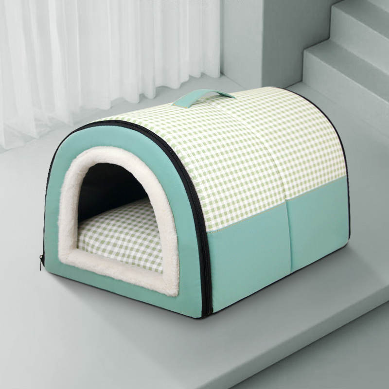 Enclosed Warm Bed for Small Medium Dogs Foldable Waterproof Dog Cave House Removable Cat Nest Basket Pet Supplies