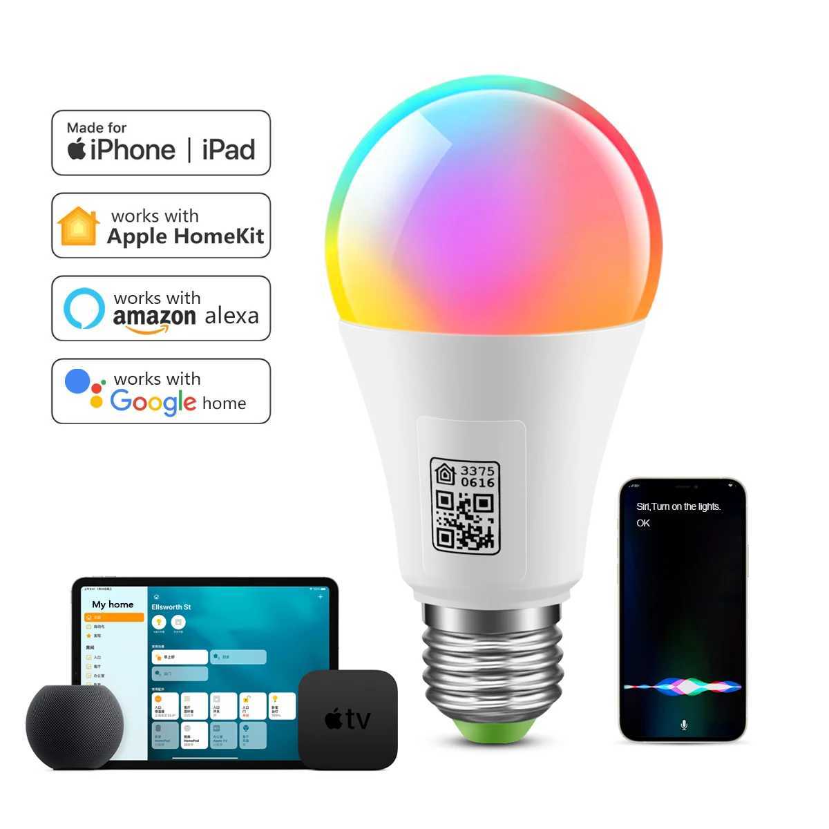 MFI Certified Homekit LED Smart Wifi Light Bulb E27 Smart Lamp Multicolour Dimmable LED Bulb Siri Control for Alexa Google Home C250917
