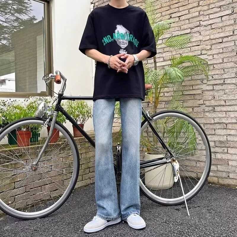 Mens Trousers Jeans Man Pants Y2k Streetwear Wide Leg Jeans Baggy Denim Shorts Jean Mens Clothing Flared Male Cargo New PantZ250917