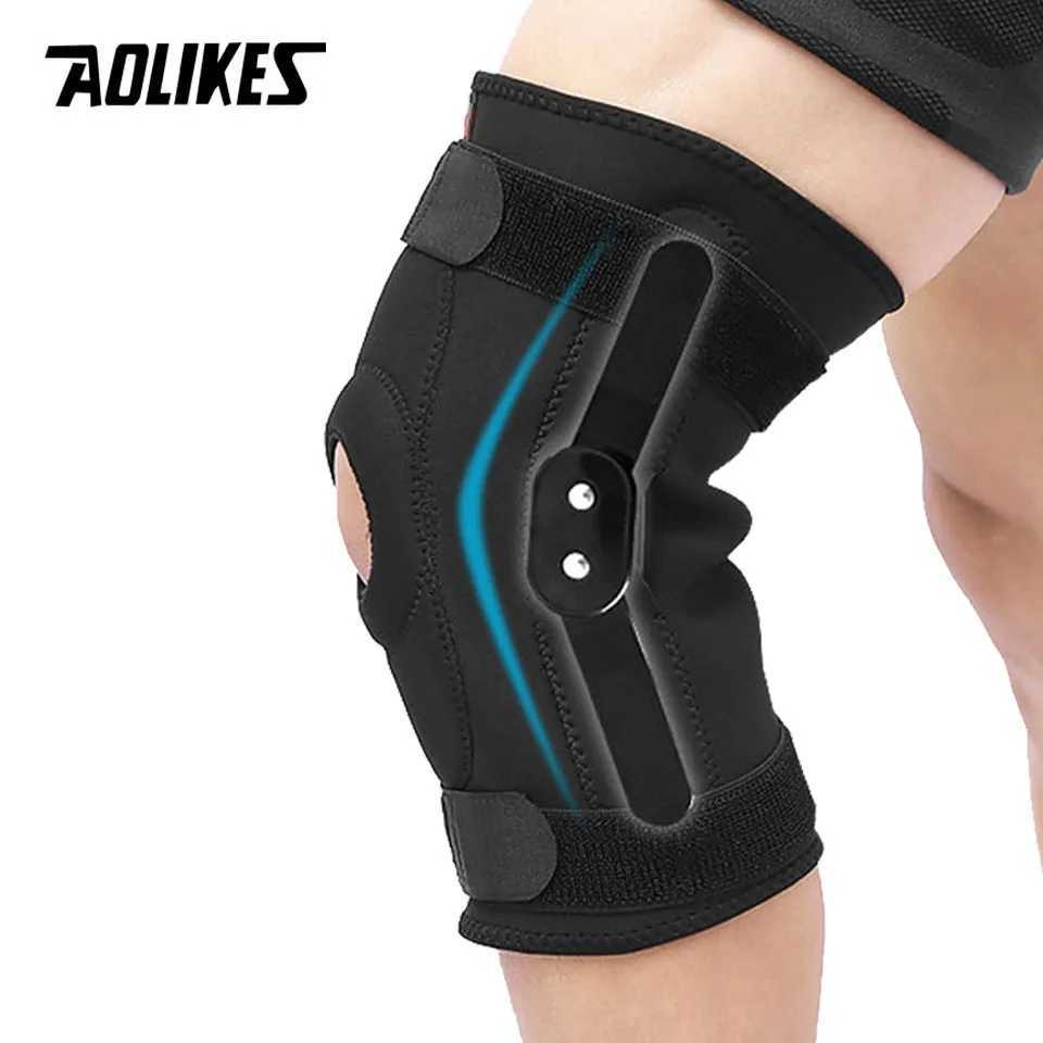 AOLIKES 1PCS Professional Sports Safety Knee Support Brace Patella Knee Pads Hole Sports with Metal Plate Black J250917