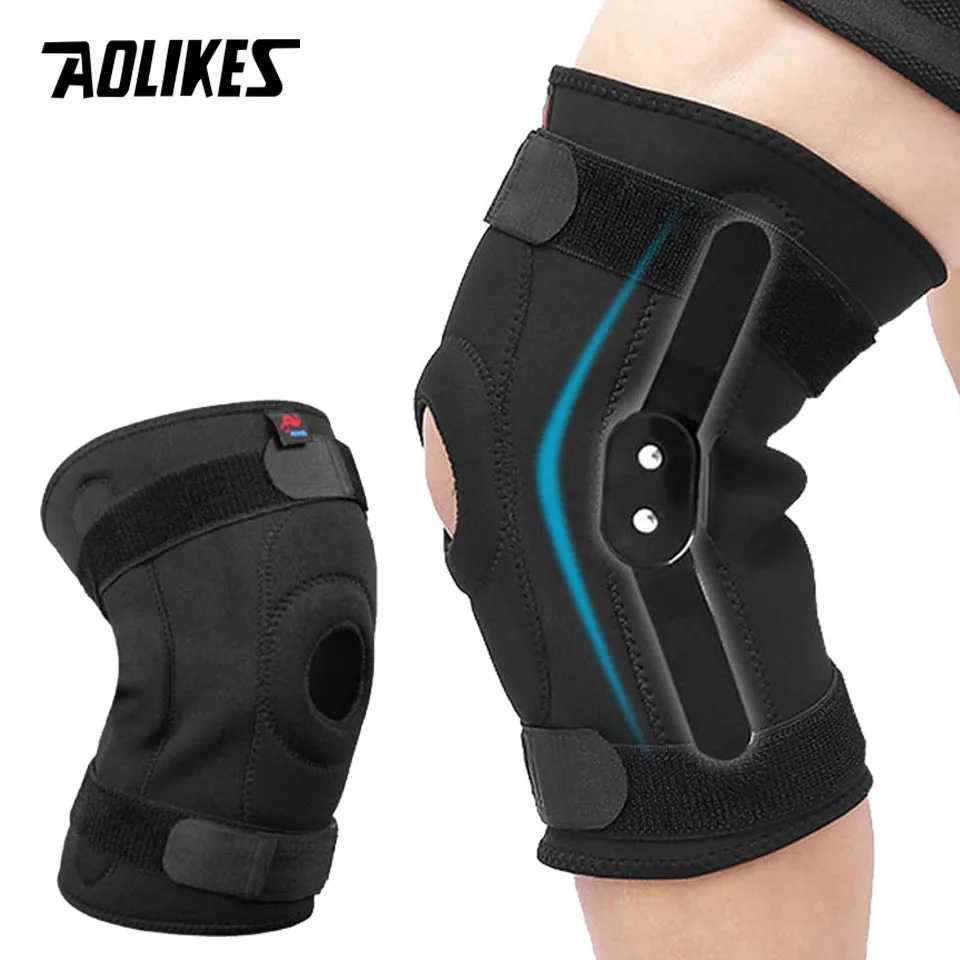 AOLIKES 1PCS Professional Sports Safety Knee Support Brace Patella Knee Pads Hole Sports with Metal Plate Black J250917