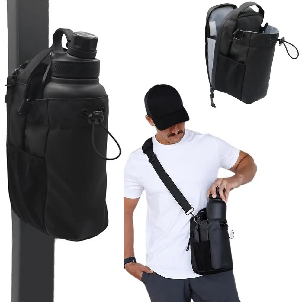 Large Capacity Magnetic Water Bottle Bag MultiPocket Portable Gym Specific Water Cup Holder Crossbody Magnet Gym Bag 250916