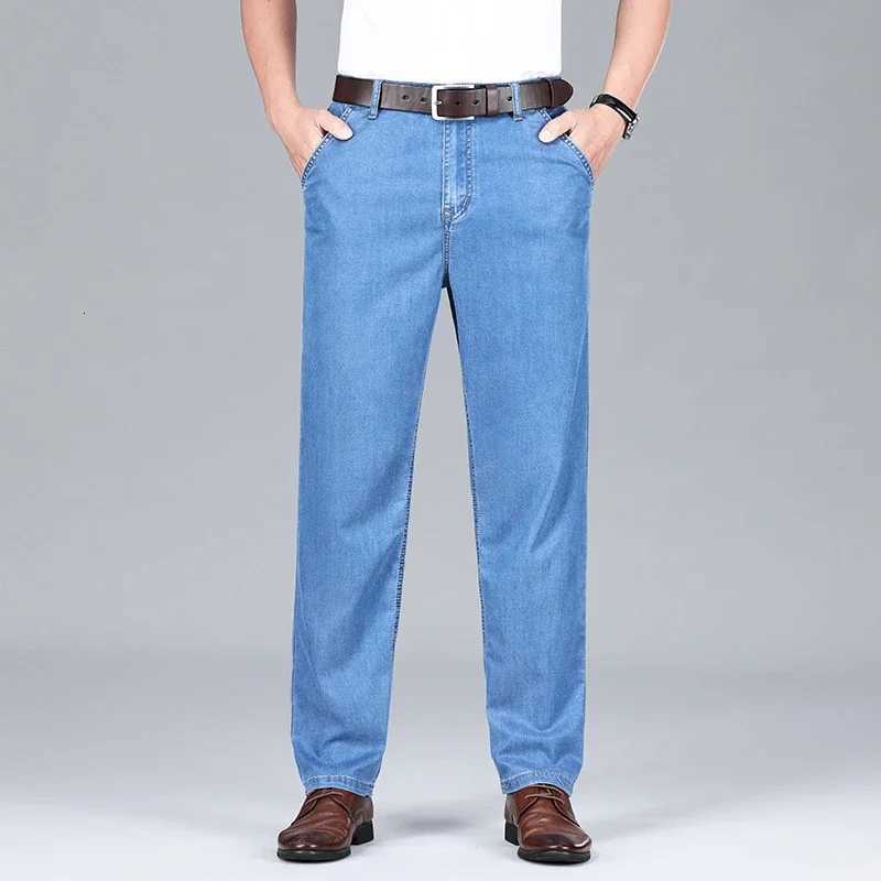 Summer Mens Clothing Lyocell Jeans Thin Breathable Trousers Fashion Casual Business Classic Male Brand Denim PantsZ250917
