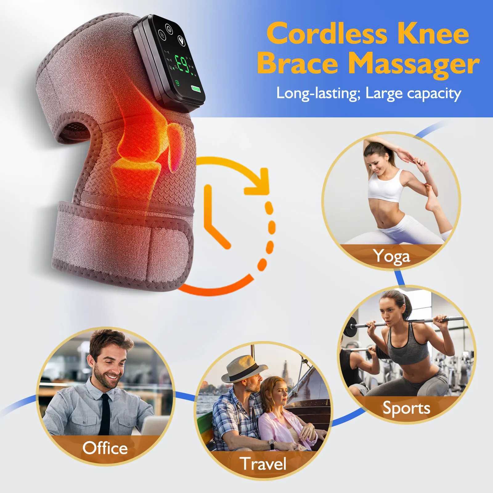 Eletric Heating Knee Massage Instrument Cordless Hot Compress Vibrator Knee Pad Joint for Elbow Leg Brace Care Muscle Relaxation J250917
