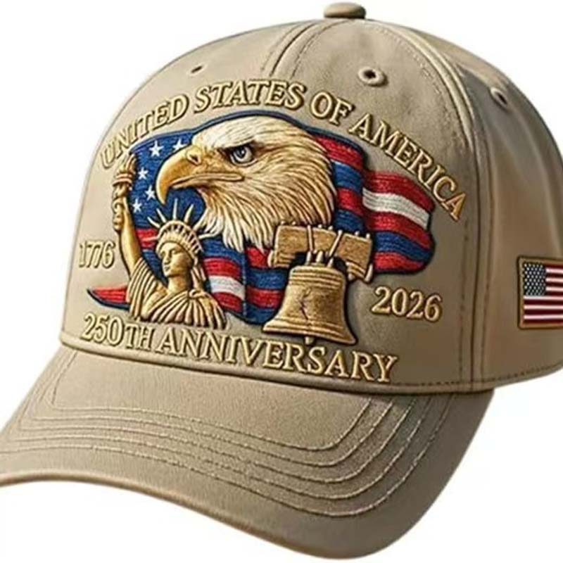 US 250th Anniversary Cap Adjustable Washed Cotton Baseball Cap Vintage Tribute Eagle Printed Patriotic Trucker Hat for Men Women