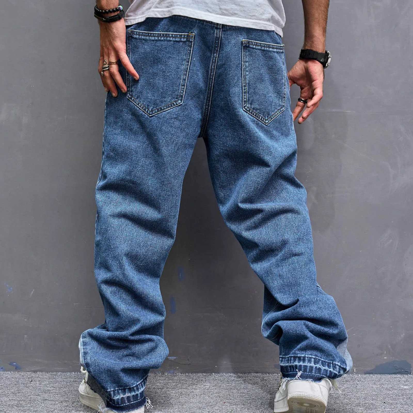 Men Wide Leg Denim Pants High Waist Baggy Belt Hip Hop Trousers Plus Size Loose Stylish Streetwear Mens Summer Versatile BottomZ250917