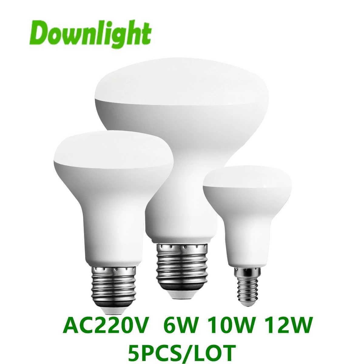 5PCS led mushroom light R50 R63 R80 AC220V 6W12W E27 E14 flickerfree warm white light suitable for bathroom bath bomb lighting C250917