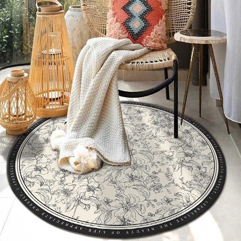Living Room Carpet Round Crystal Velvet Carpet Makeup Room Decoration Beautiful Soundproof Carpet French Style Easy Care NonSlip Rug C250917