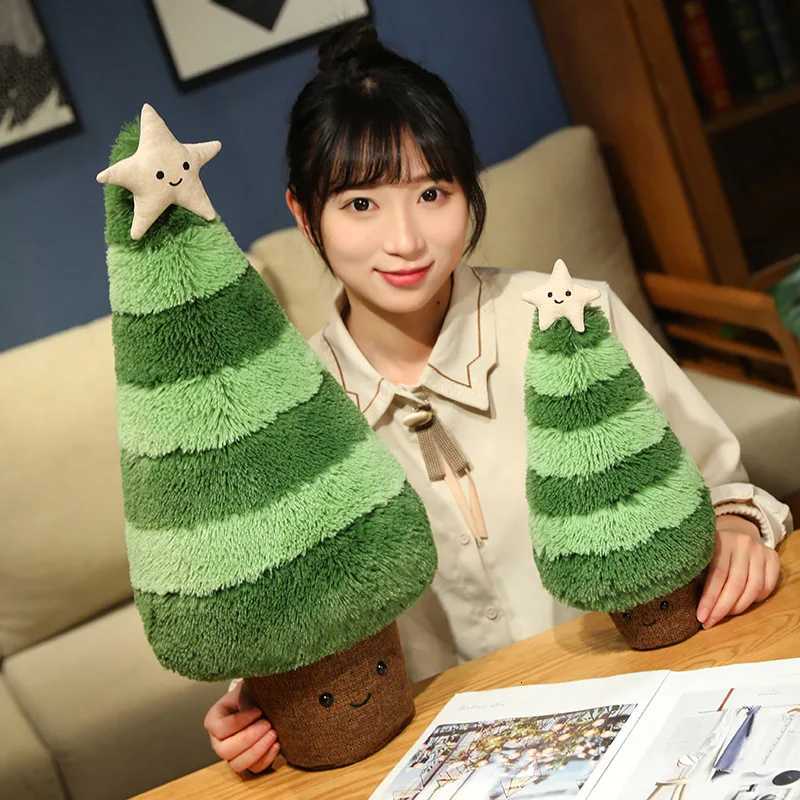 3060cm Twotone Christmas Tree Plush Toy Simulated Stuffed Plants Cute Xmas Pine Throw Pillow Cushion Dolls Xmas DecorXJ250916