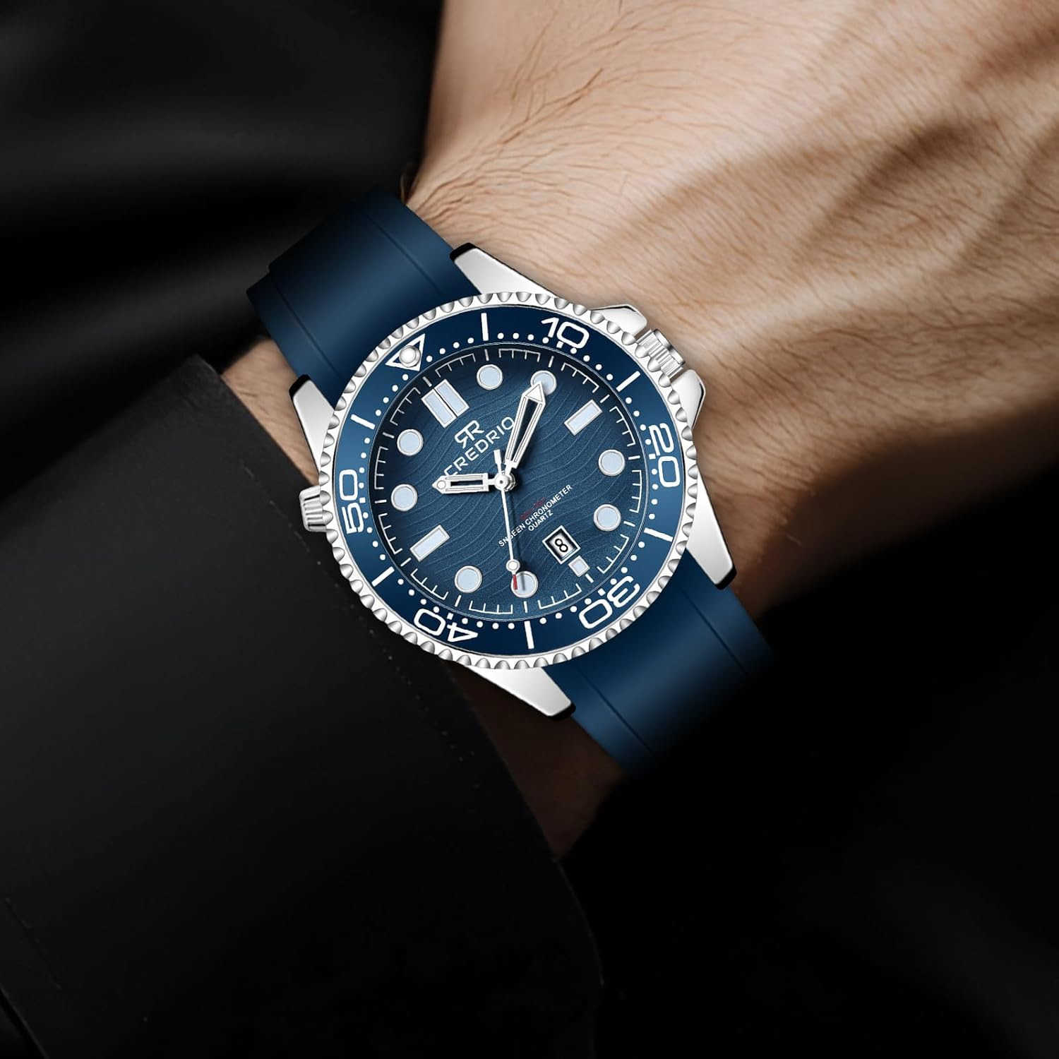 Mens Watches Waterproof Rubber Band Watch for Men Luminous Hands and Markers Date Display Wrist WatchW250917