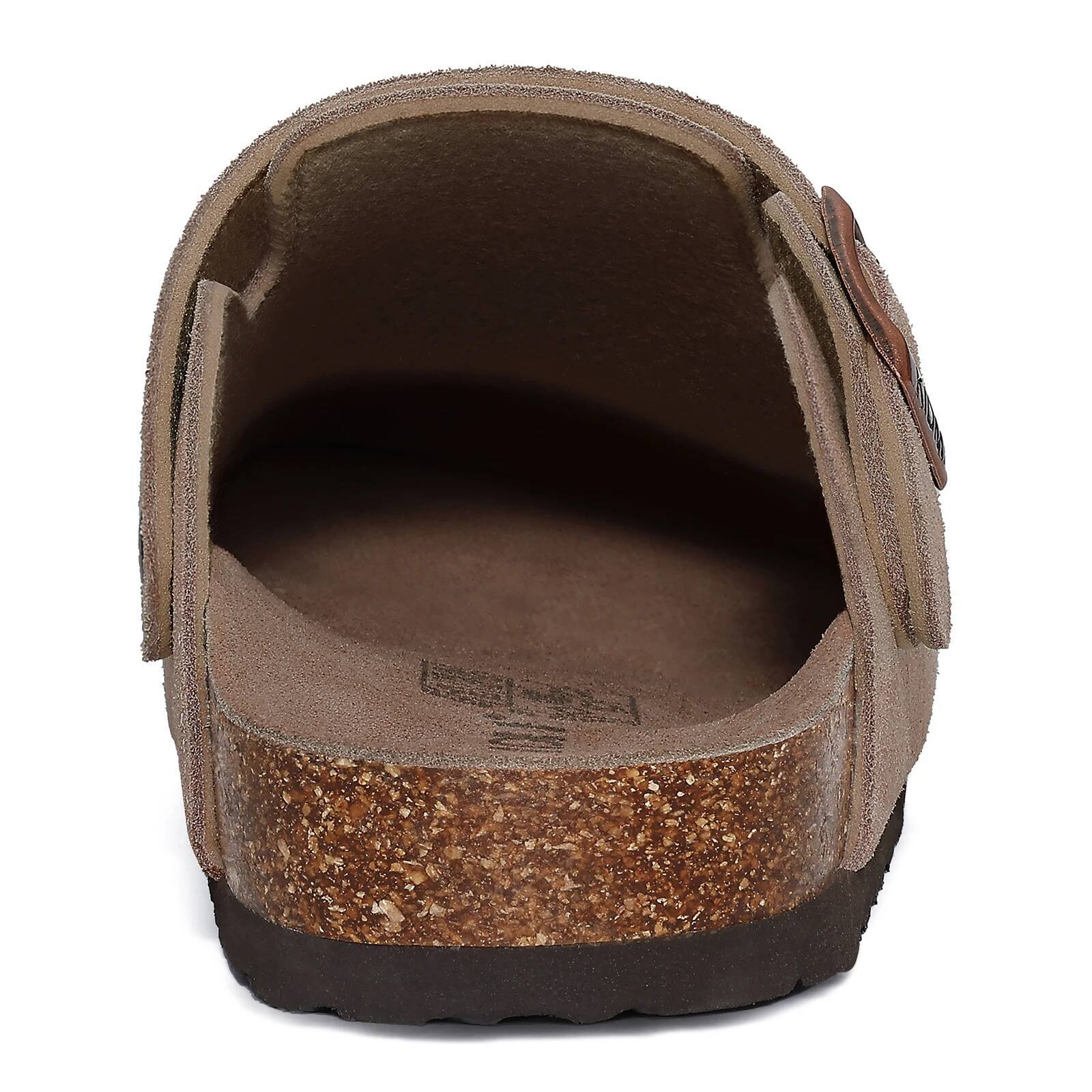 Shevalues Cow Suede with Adjustable Buckle Leather Comfortable Slip On Women Slippers Outdoor Cork Clogs ddmypanda