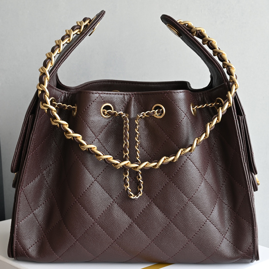 25 Small Handbag Women's Calfskin Leather Shoulder Handbag - Elegant 30 cm Chain Hobo Bag C283