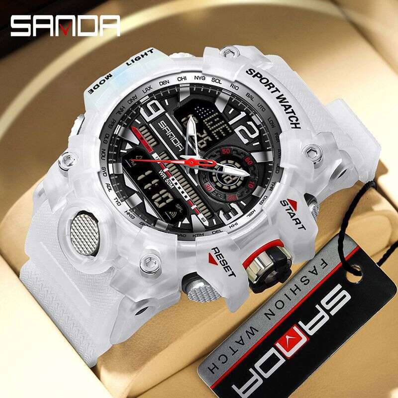DHgargets Sanda New Fashion Trendy Men's Student Youth Electronic Watch Waterproof Multifunctional Wristwatch