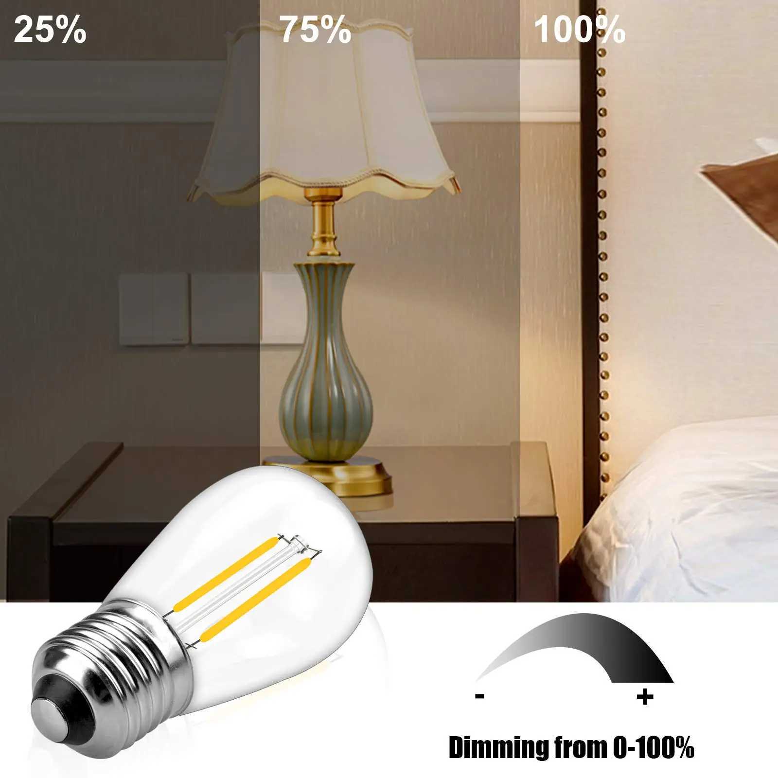 S14 2W Led Filament Dimmable Light Bulbs 2700K 220V ST45 Shatterproof IP44 Waterproof Outdoor String Light E27 Edison La C250917