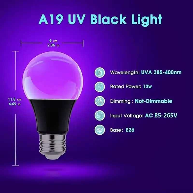 12W UV Purple LED Light Bulb AC 85265V PurpleTransparent Cover Hotel Party Ghost House Fluorescent Atmosphere Decoration Light C250917