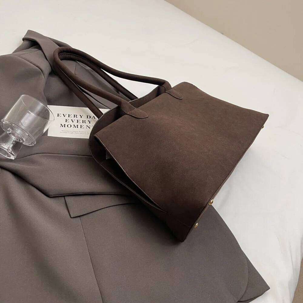 Best Selling Designer Bag Top Handle Suede Solid Color Ret Handbag For Women Men With Inner Pocket Tote Trendy Satchel Work Travel Bag