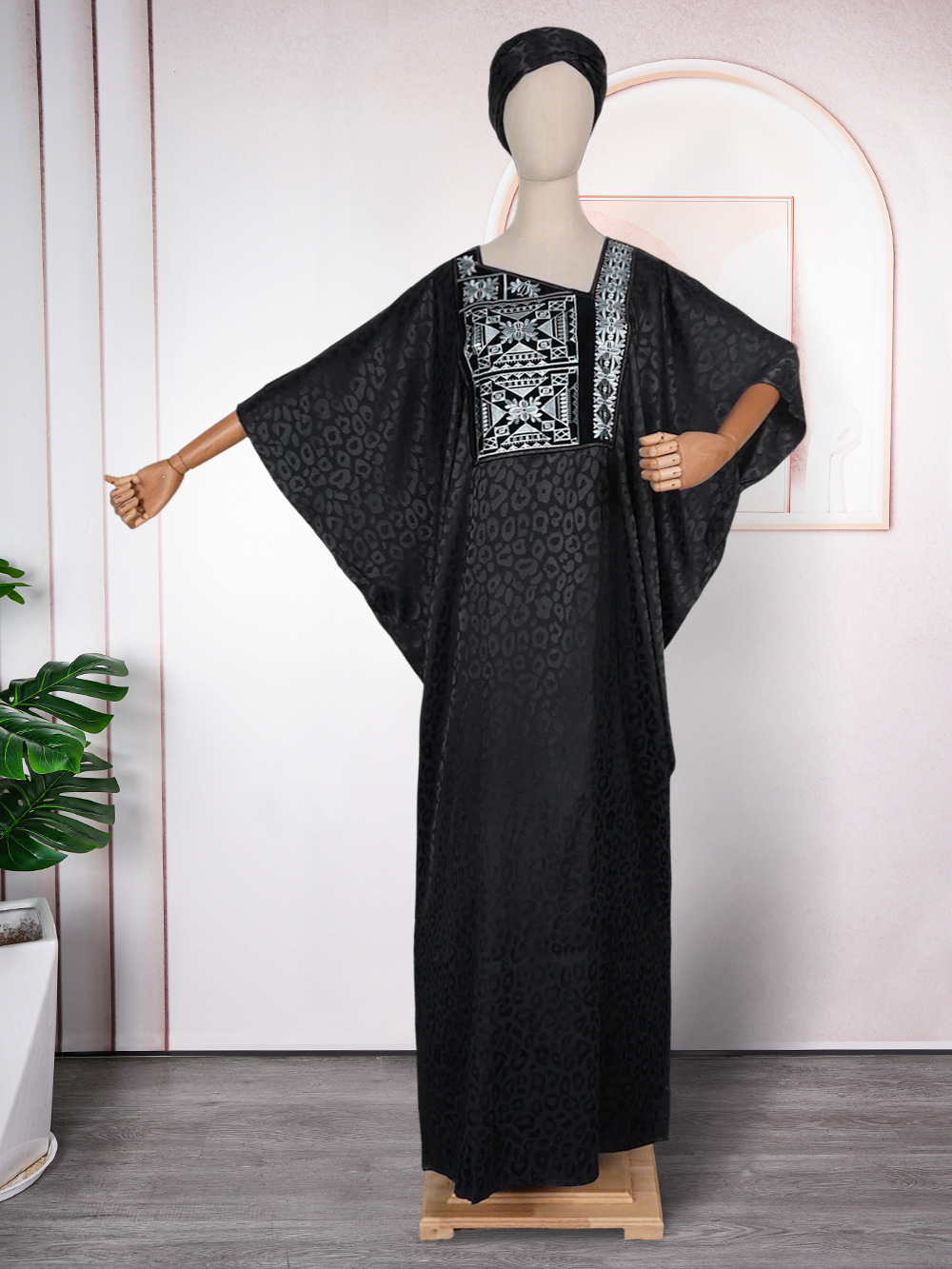 African ethnic style long skirt robe Middle Eastern Muslim women's V-neck plus size dress