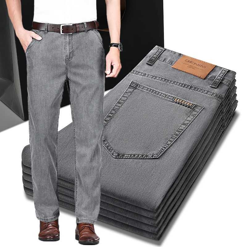 Summer Mens Clothing Lyocell Jeans Thin Breathable Trousers Fashion Casual Business Classic Male Brand Denim PantsZ250917